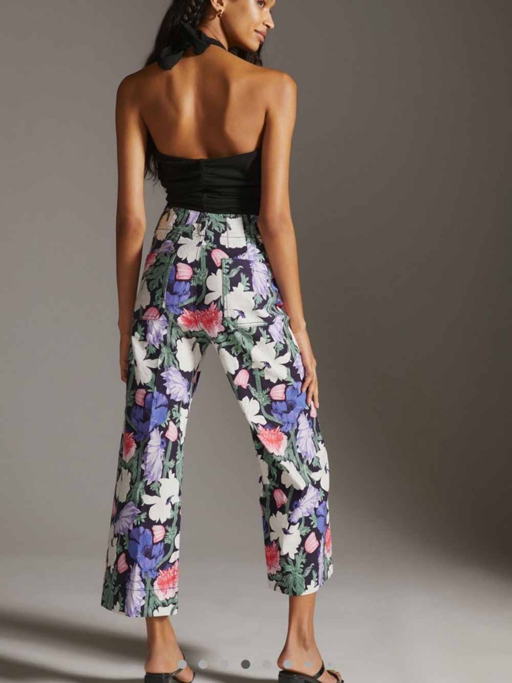 Anthropologie Cecilia Pettersson pants Floral Wide-Leg Crop Pants - Black Multi - Picture 3 of 12